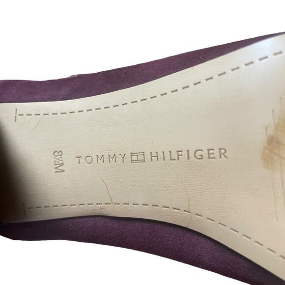 TOMMY HILFIGER Two-Tone Chunky Heels Strappy Black Burgundy - 8 1/2 - Picture 8 of 12